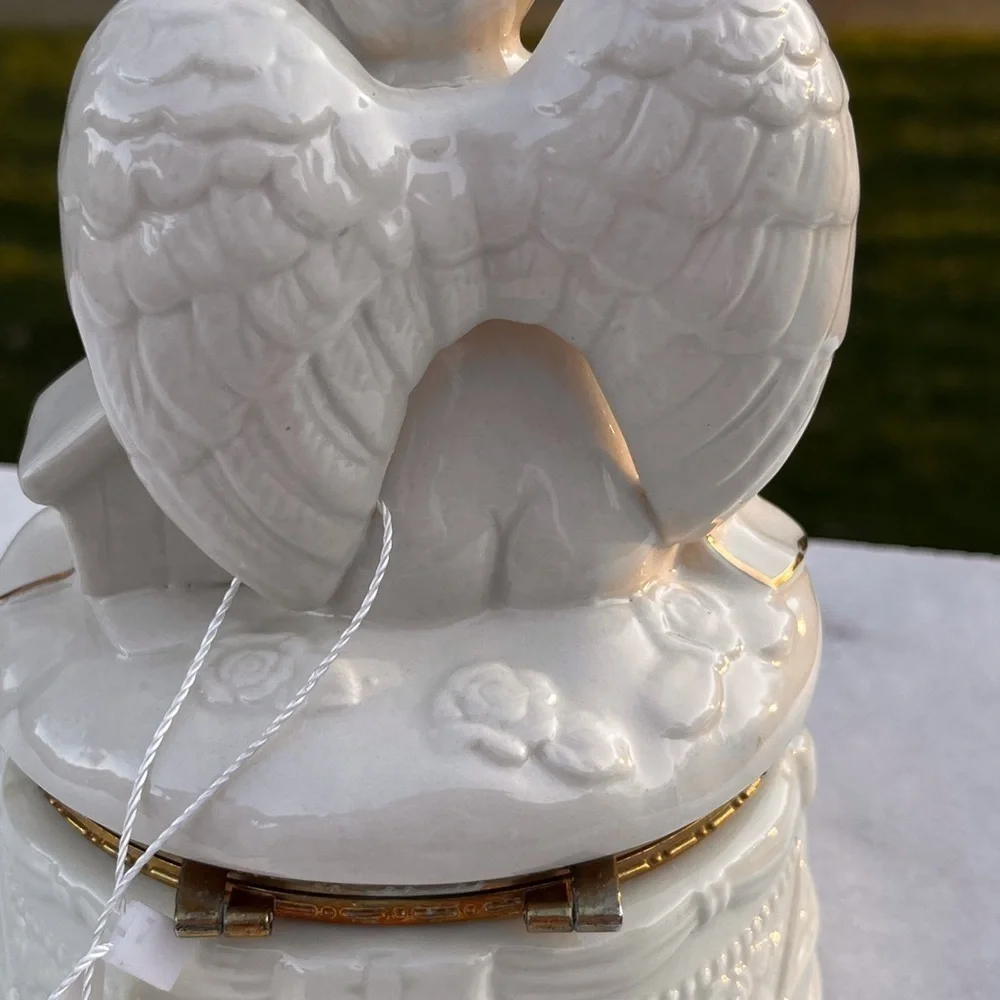 Vintage angel cherub jewelry trinket box